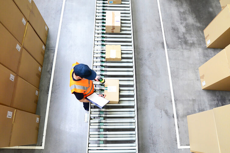 Parcels on conveyer belt