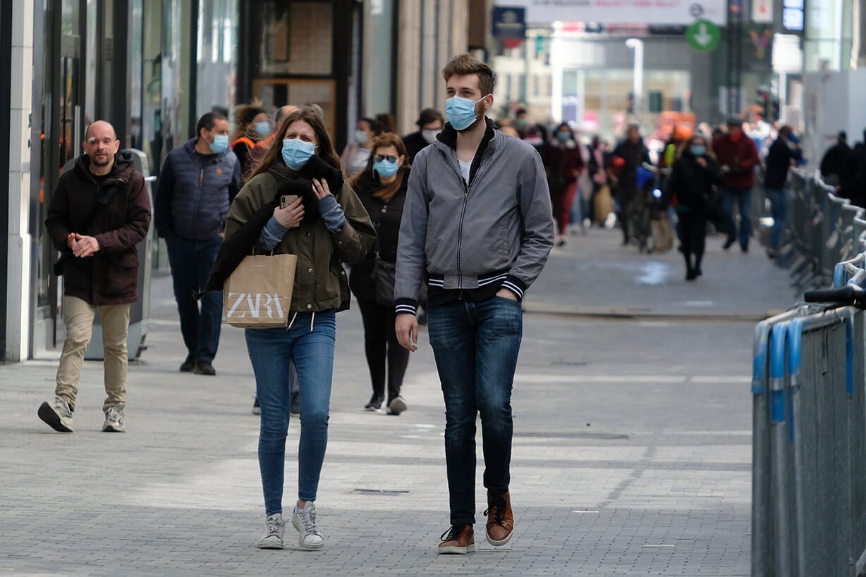 Masked shoppers