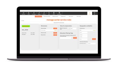 Carrier service rules dashboard