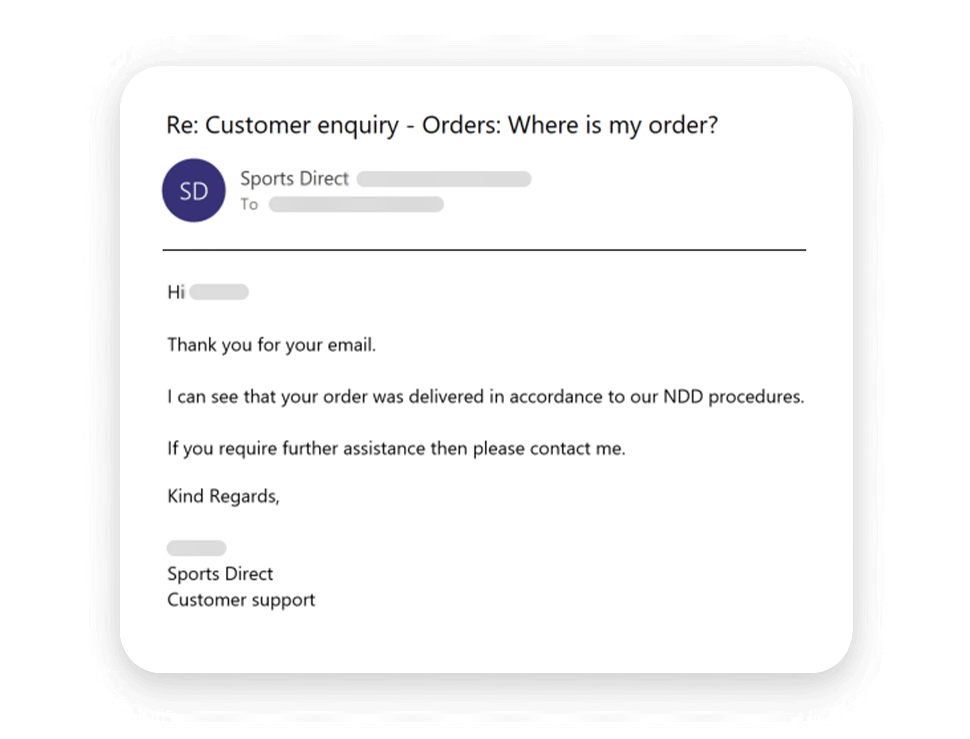 Enquiry order email