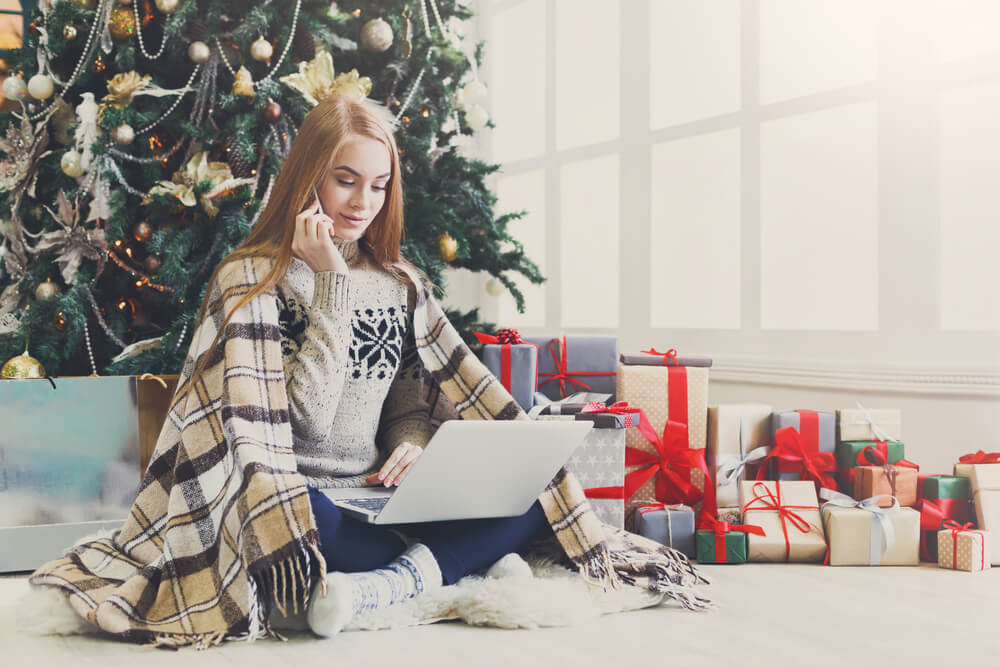 Girl shopping at Christmas