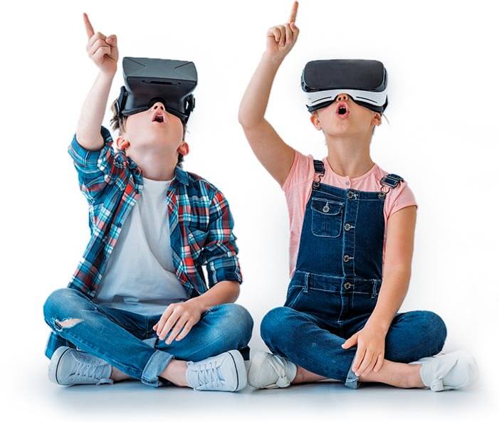 Kids using VR headsets