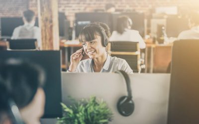 Happy customer service staff