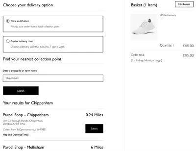 Click and collect dashboard