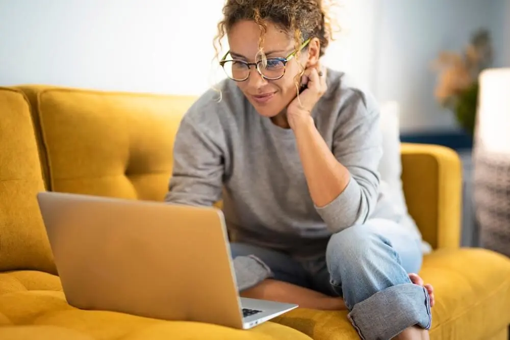 Women reading up on purchases